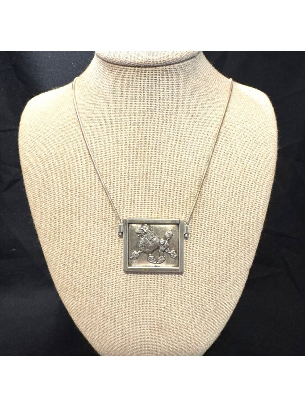 Solid Sterling Silver 925 Poodle Pendant Necklace Size 24.5" Length